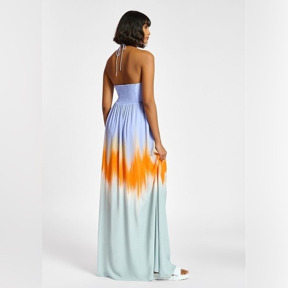 Essentiel Antwerp Dimple Multicolor Ombré Halter Maxi dress 🩵 so 38 - Picture 2 of 11